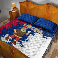 Liberia Christmas Quilt Bed Set with Santa Claus Map Graphic and Red Blue Festive - Wonder Print Shop