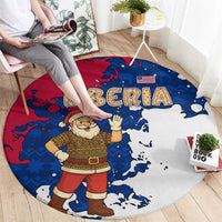 Liberia Christmas Round Carpet with Santa Claus Map Graphic and Red Blue Festive - Wonder Print Shop