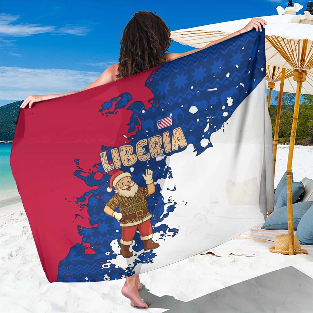 Liberia Christmas Sarong with Santa Claus Map Graphic and Red Blue Festive - Wonder Print Shop