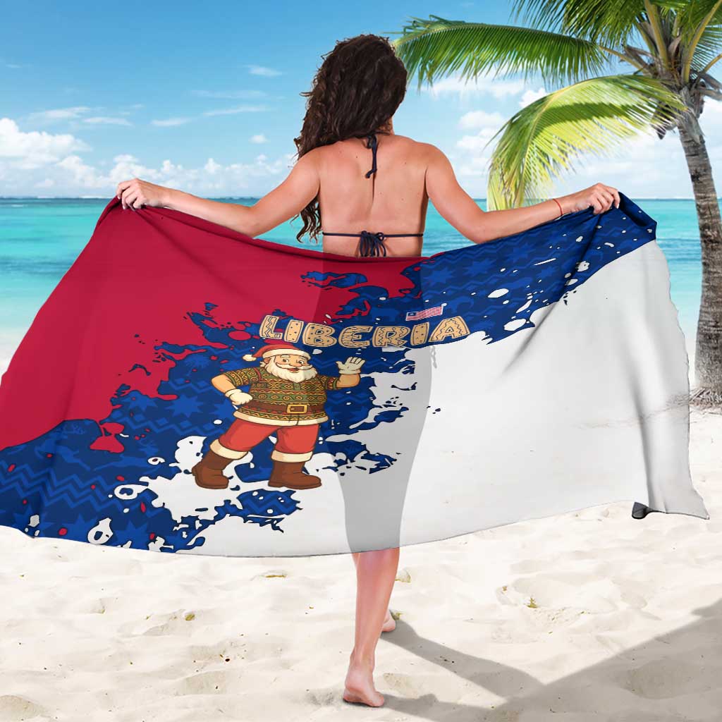 Liberia Christmas Sarong with Santa Claus Map Graphic and Red Blue Festive - Wonder Print Shop