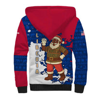 Liberia Christmas Sherpa Hoodie with Santa Claus Map Graphic and Red Blue Festive - Wonder Print Shop