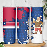 Liberia Christmas Skinny Tumbler with Santa Claus Map Graphic and Red Blue Festive - Wonder Print Shop