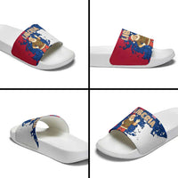 Liberia Christmas Slide Sandals with Santa Claus Map Graphic and Red Blue Festive - Wonder Print Shop