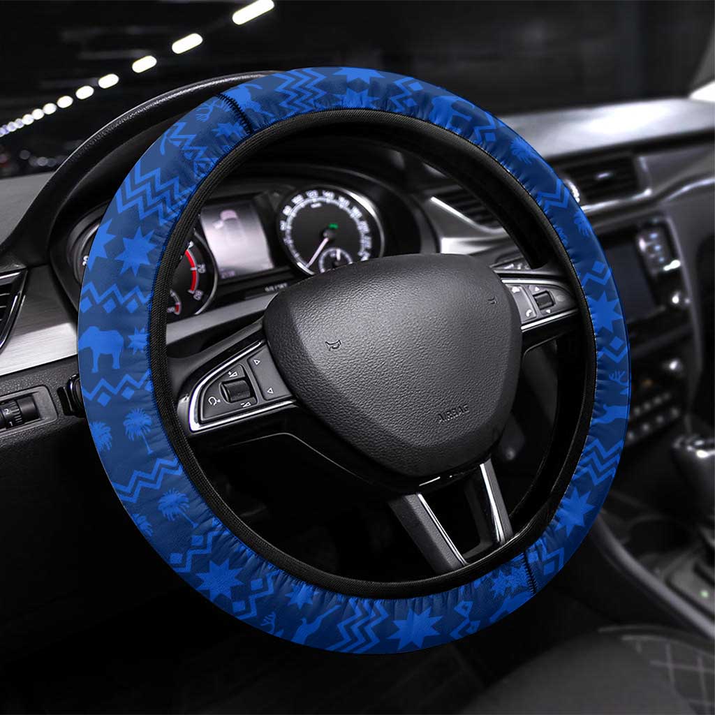 Liberia Christmas Steering Wheel Cover with Santa Claus Map Graphic and Red Blue Festive - Wonder Print Shop