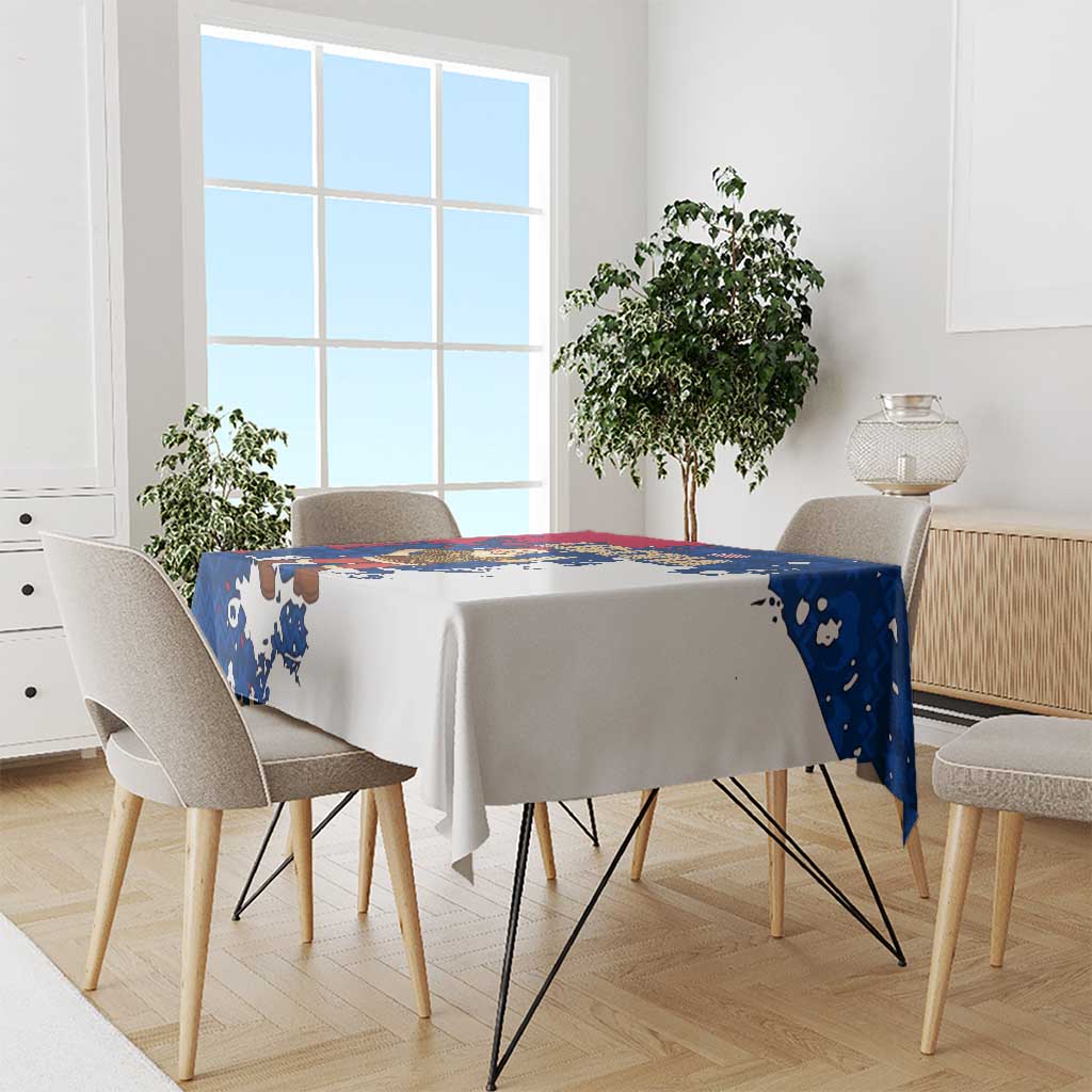 Liberia Christmas Tablecloth with Santa Claus Map Graphic and Red Blue Festive - Wonder Print Shop