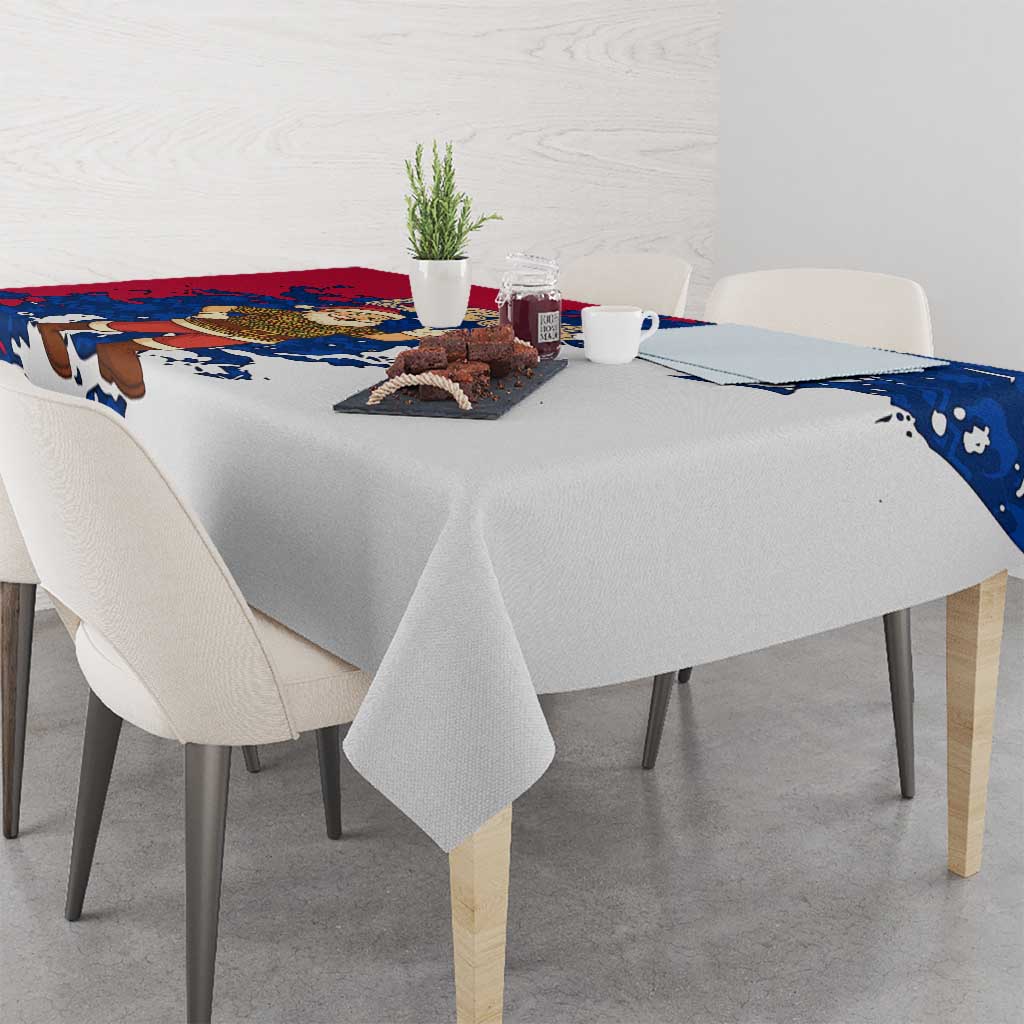 Liberia Christmas Tablecloth with Santa Claus Map Graphic and Red Blue Festive - Wonder Print Shop