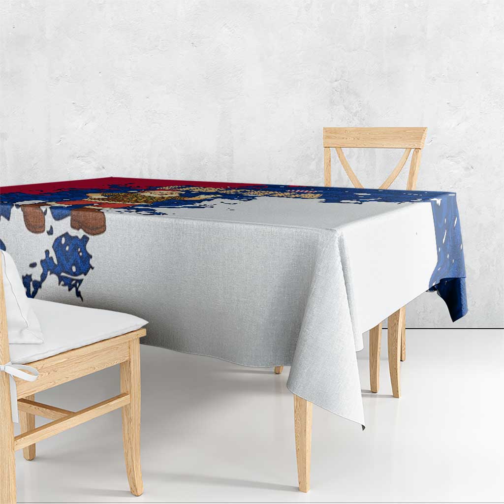 Liberia Christmas Tablecloth with Santa Claus Map Graphic and Red Blue Festive - Wonder Print Shop