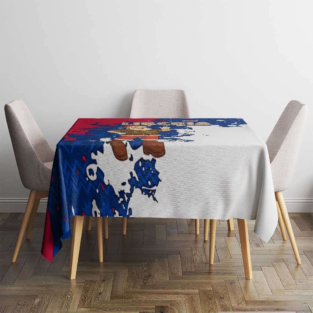 Liberia Christmas Tablecloth with Santa Claus Map Graphic and Red Blue Festive - Wonder Print Shop