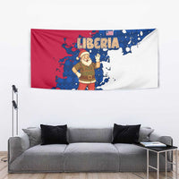 Liberia Christmas Tapestry with Santa Claus Map Graphic and Red Blue Festive - Wonder Print Shop
