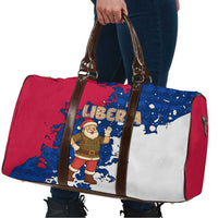 Liberia Christmas Travel Bag with Santa Claus Map Graphic and Red Blue Festive - Wonder Print Shop