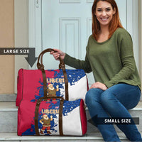 Liberia Christmas Travel Bag with Santa Claus Map Graphic and Red Blue Festive - Wonder Print Shop