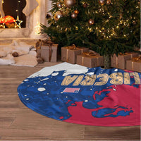 Liberia Christmas Tree Skirt with Santa Claus Map Graphic and Red Blue Festive - Wonder Print Shop