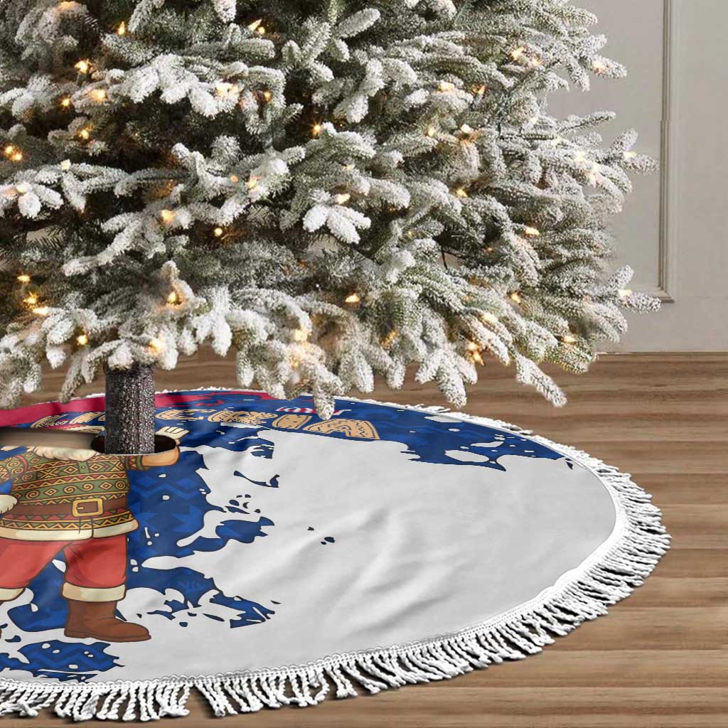 Liberia Christmas Tree Skirt with Santa Claus Map Graphic and Red Blue Festive - Wonder Print Shop