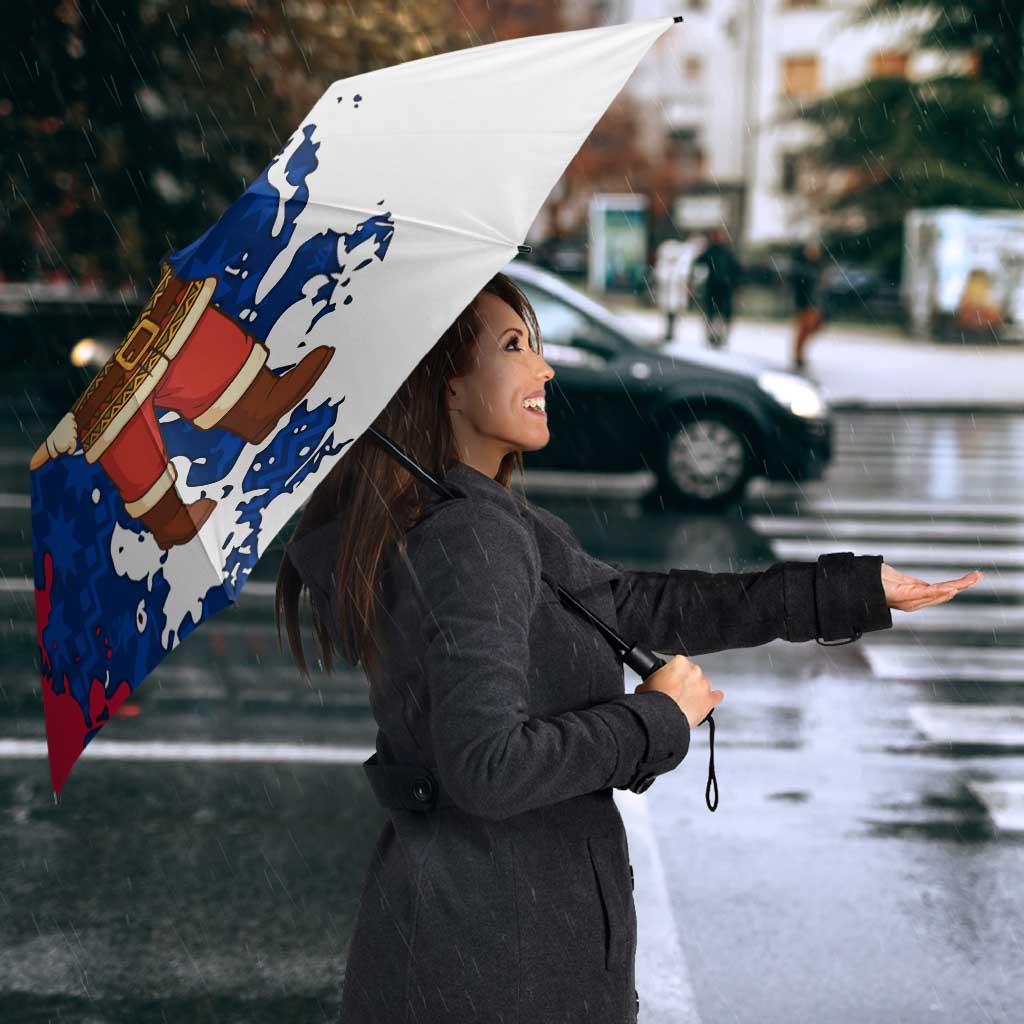 Liberia Christmas Umbrella with Santa Claus Map Graphic and Red Blue Festive - Wonder Print Shop