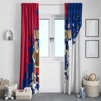 Liberia Christmas Window Curtain with Santa Claus Map Graphic and Red Blue Festive - Wonder Print Shop