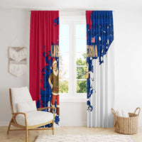 Liberia Christmas Window Curtain with Santa Claus Map Graphic and Red Blue Festive - Wonder Print Shop