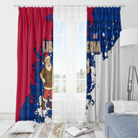 Liberia Christmas Window Curtain with Santa Claus Map Graphic and Red Blue Festive - Wonder Print Shop