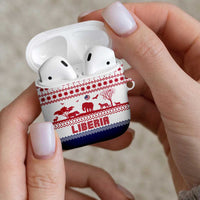 Liberia Christmas AirPods Case with Red Wildlife Silhouettes and White Blue Holiday - Wonder Print Shop