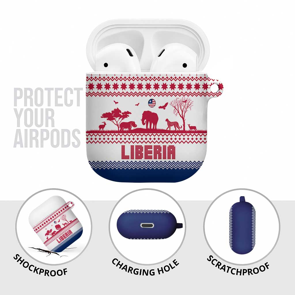Liberia Christmas AirPods Case with Red Wildlife Silhouettes and White Blue Holiday - Wonder Print Shop