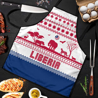 Liberia Christmas Apron with Red Wildlife Silhouettes and White Blue Holiday - Wonder Print Shop