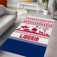 Liberia Christmas Area Rug with Red Wildlife Silhouettes and White Blue Holiday - Wonder Print Shop