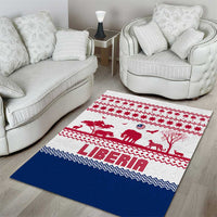 Liberia Christmas Area Rug with Red Wildlife Silhouettes and White Blue Holiday - Wonder Print Shop