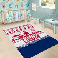 Liberia Christmas Area Rug with Red Wildlife Silhouettes and White Blue Holiday - Wonder Print Shop