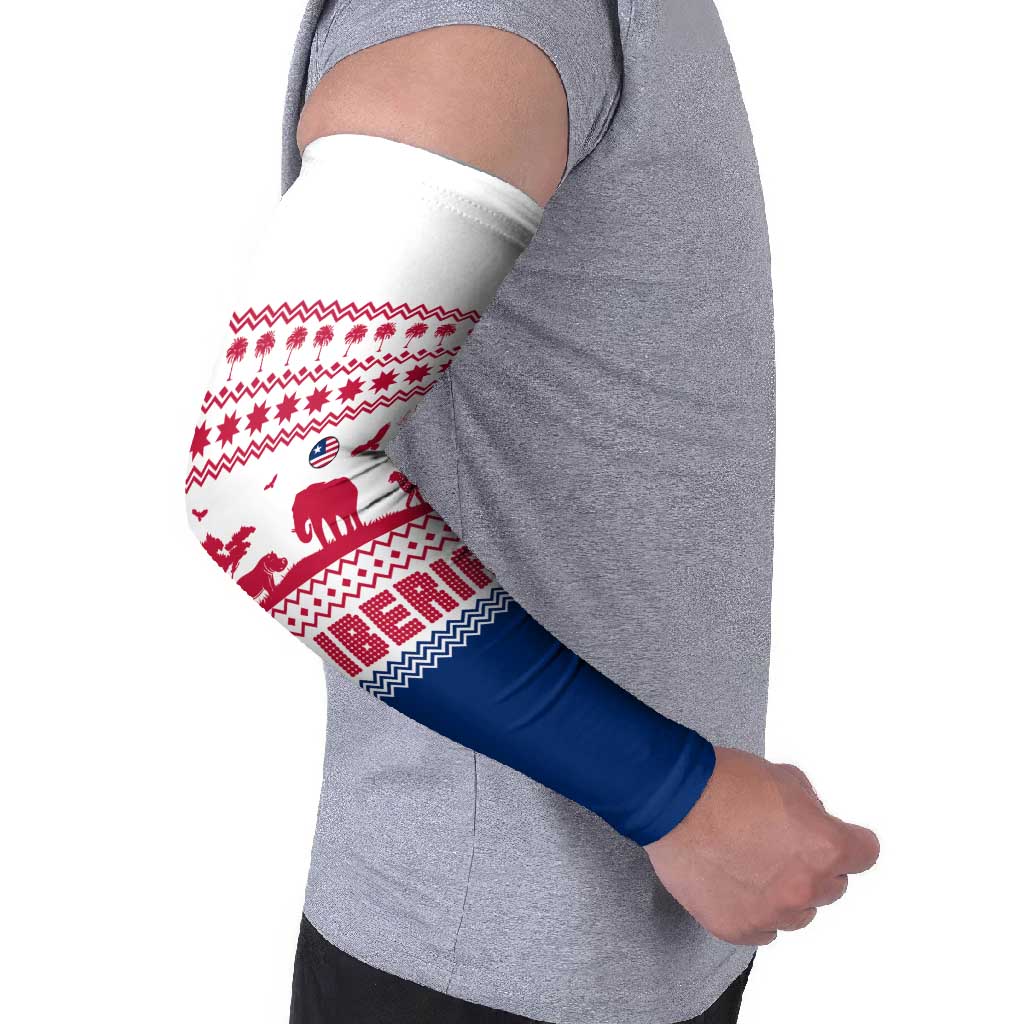 Liberia Christmas Arm Sleeves with Red Wildlife Silhouettes and White Blue Holiday - Wonder Print Shop