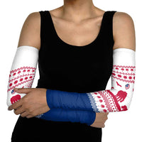 Liberia Christmas Arm Sleeves with Red Wildlife Silhouettes and White Blue Holiday - Wonder Print Shop
