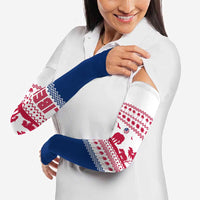 Liberia Christmas Arm Sleeves with Red Wildlife Silhouettes and White Blue Holiday - Wonder Print Shop
