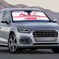 Liberia Christmas Auto Sun Shade with Red Wildlife Silhouettes and White Blue Holiday - Wonder Print Shop