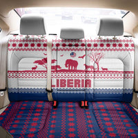 Liberia Christmas Back Car Seat Cover with Red Wildlife Silhouettes and White Blue Holiday - Wonder Print Shop