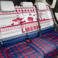 Liberia Christmas Back Car Seat Cover with Red Wildlife Silhouettes and White Blue Holiday - Wonder Print Shop