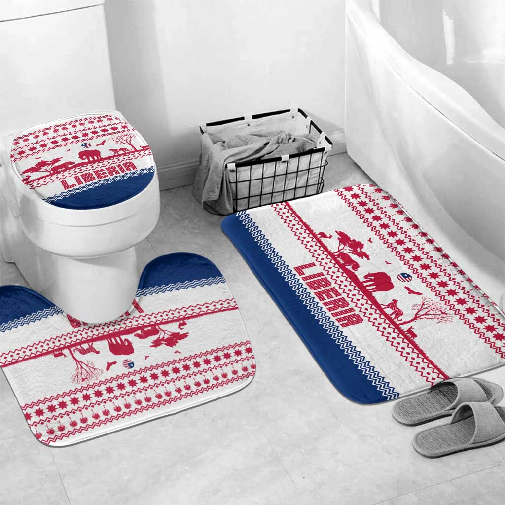 Liberia Christmas Bathroom Set with Red Wildlife Silhouettes and White Blue Holiday - Wonder Print Shop