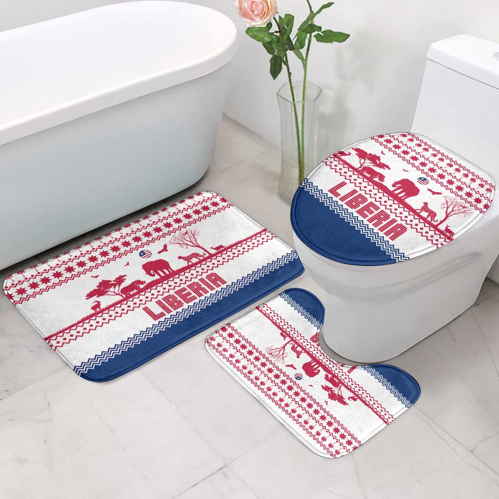 Liberia Christmas Bathroom Set with Red Wildlife Silhouettes and White Blue Holiday - Wonder Print Shop