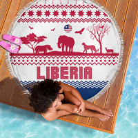Liberia Christmas Beach Blanket with Red Wildlife Silhouettes and White Blue Holiday - Wonder Print Shop