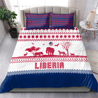 Liberia Christmas Bedding Set with Red Wildlife Silhouettes and White Blue Holiday - Wonder Print Shop