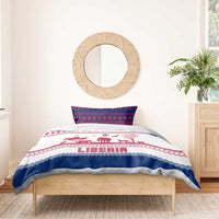 Liberia Christmas Bedding Set with Red Wildlife Silhouettes and White Blue Holiday - Wonder Print Shop