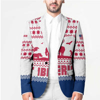 Liberia Christmas Blazer with Red Wildlife Silhouettes and White Blue Holiday - Wonder Print Shop