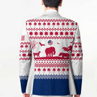 Liberia Christmas Blazer with Red Wildlife Silhouettes and White Blue Holiday - Wonder Print Shop