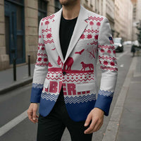 Liberia Christmas Blazer with Red Wildlife Silhouettes and White Blue Holiday - Wonder Print Shop