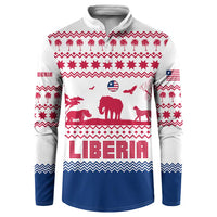 Liberia Christmas Button Sweatshirt with Red Wildlife Silhouettes and White Blue Holiday - Wonder Print Shop