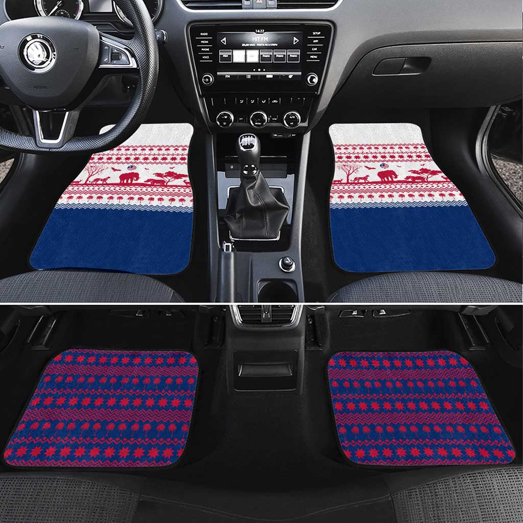 Liberia Christmas Car Mats with Red Wildlife Silhouettes and White Blue Holiday - Wonder Print Shop