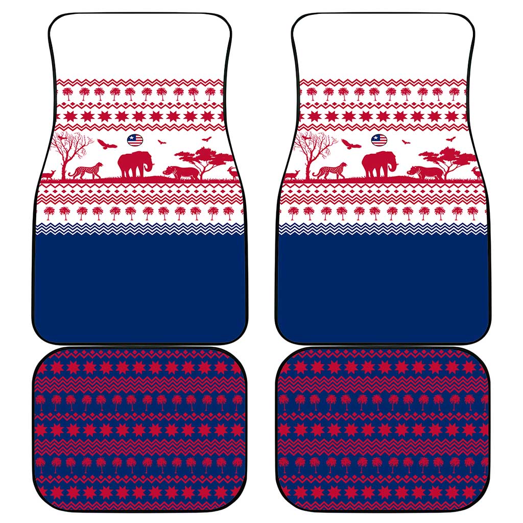 Liberia Christmas Car Mats with Red Wildlife Silhouettes and White Blue Holiday - Wonder Print Shop