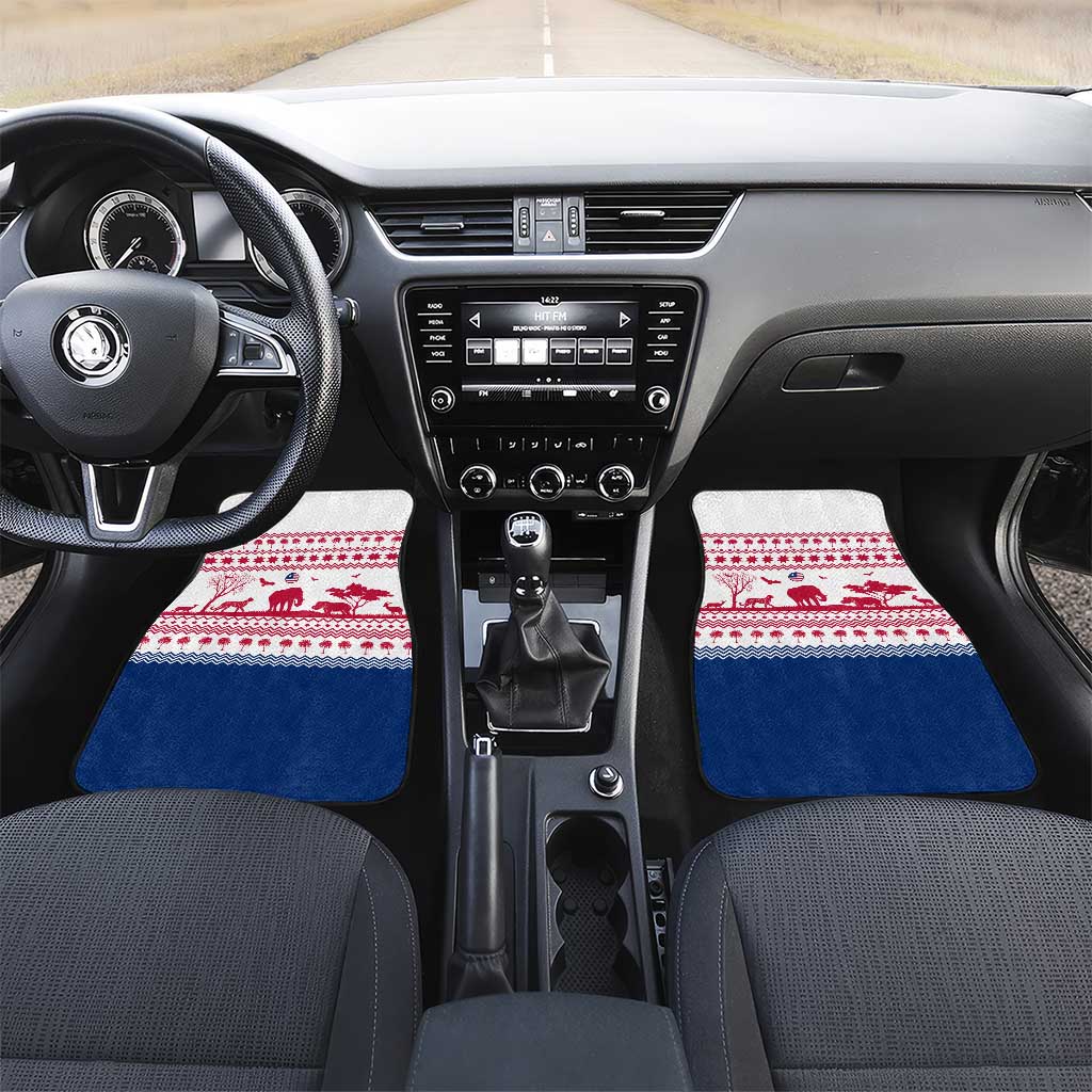Liberia Christmas Car Mats with Red Wildlife Silhouettes and White Blue Holiday - Wonder Print Shop