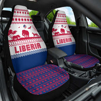 Liberia Christmas Car Seat Cover with Red Wildlife Silhouettes and White Blue Holiday - Wonder Print Shop