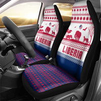 Liberia Christmas Car Seat Cover with Red Wildlife Silhouettes and White Blue Holiday - Wonder Print Shop