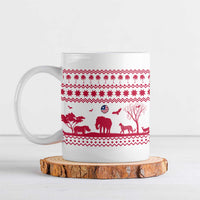 Liberia Christmas Ceramic Mug with Red Wildlife Silhouettes and White Blue Holiday - Wonder Print Shop