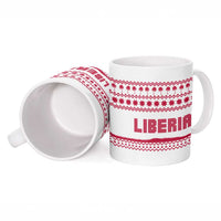 Liberia Christmas Ceramic Mug with Red Wildlife Silhouettes and White Blue Holiday - Wonder Print Shop