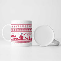 Liberia Christmas Ceramic Mug with Red Wildlife Silhouettes and White Blue Holiday - Wonder Print Shop